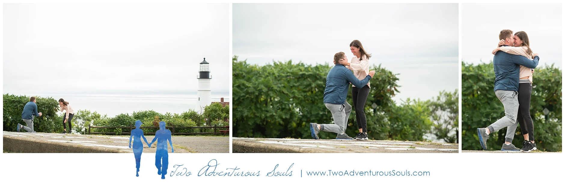 Portland Headlight Surprise Proposal by Maine Wedding Photographers - Two Adventurous Souls -