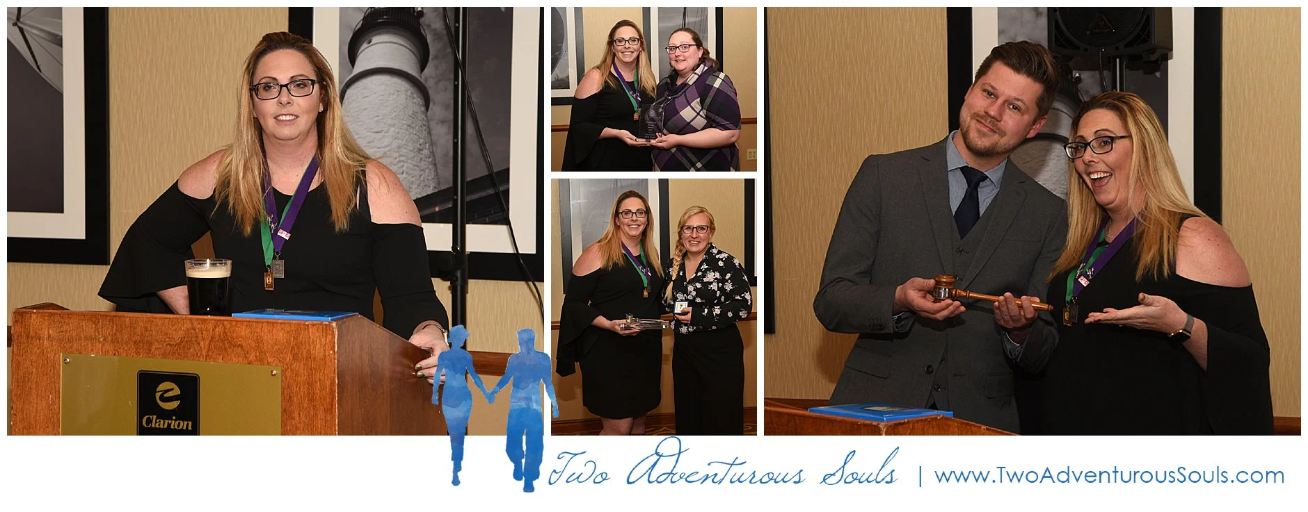 Here’s Brittany making her Presidents speech (with a Guinness on St. Patrick’s Day), Awarding Emily Small of Flutter Focus Photography the Presidential Service Award for being amazing this past year! Below that is Patricia Tackacs of Kivalo Photography awarding Brittany with her Presidential Award for her service during the 2018-2019 year. And Finally Brittany handing over the official gavel to James Flachsbart of Flax Studios, our new incoming President.