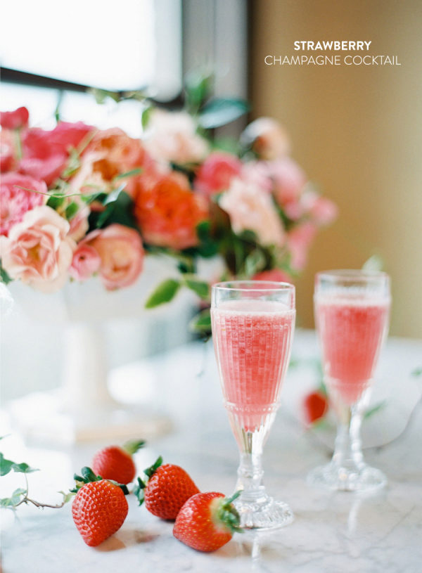 Strawberry Champagne Cocktail - Photo via stylemepretty.com