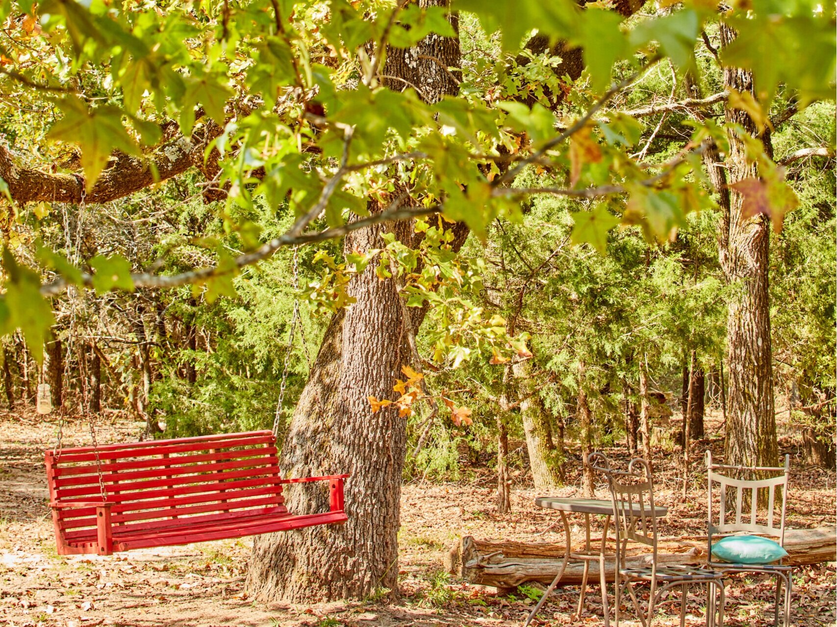 Meadow++Big+Oak+Red+Swing+Iron+Table+2+Chairs+Leaves++GREAT++blackmon_201004_9466.jpg