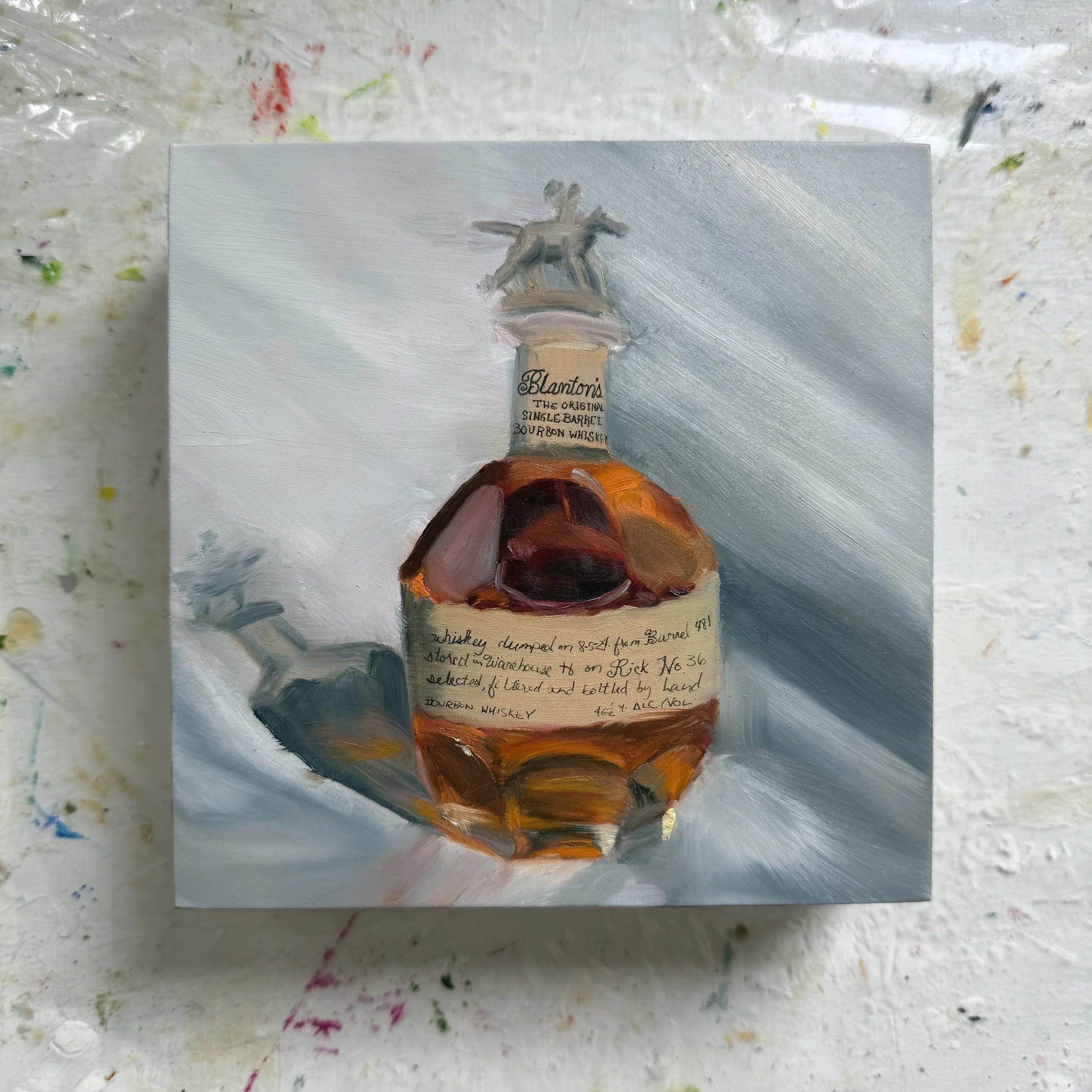 6x6" original oil painting 'Blanton's' by Alexandria artist Laurel Prucha Moran