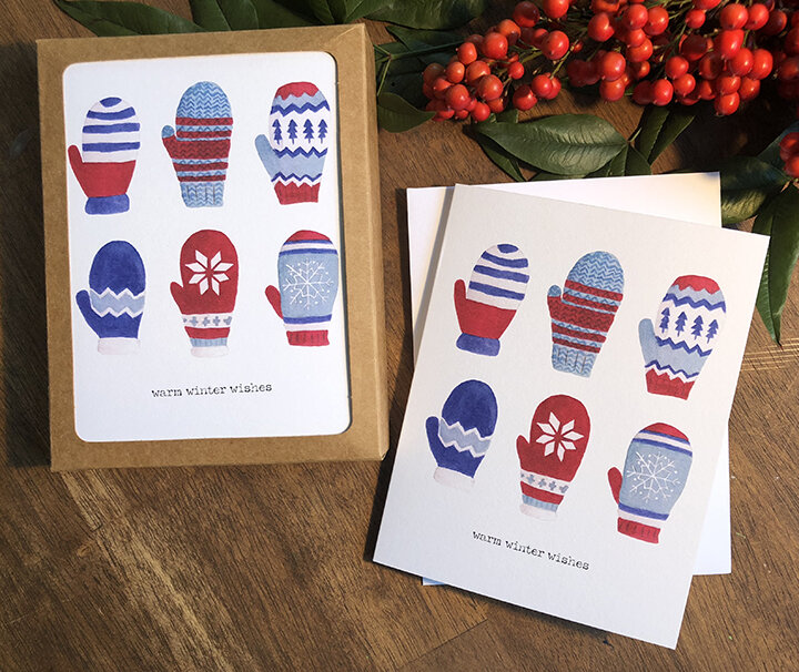 folded notecards 'warm winter wishes' christmas card