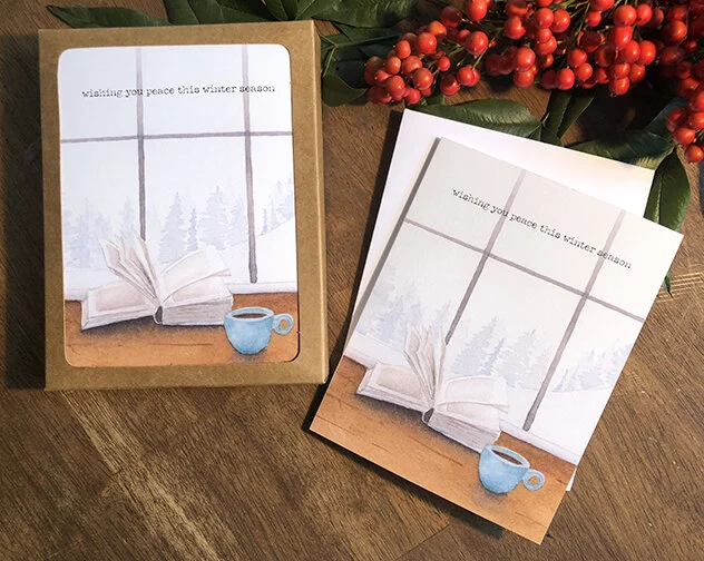 folded notecards 'wishing you peace this winter season'