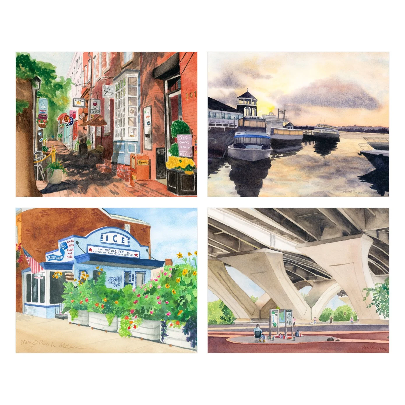 Alexandria folded notecards (box with 8 cards) by Alexandria artist Laurel Prucha Moran