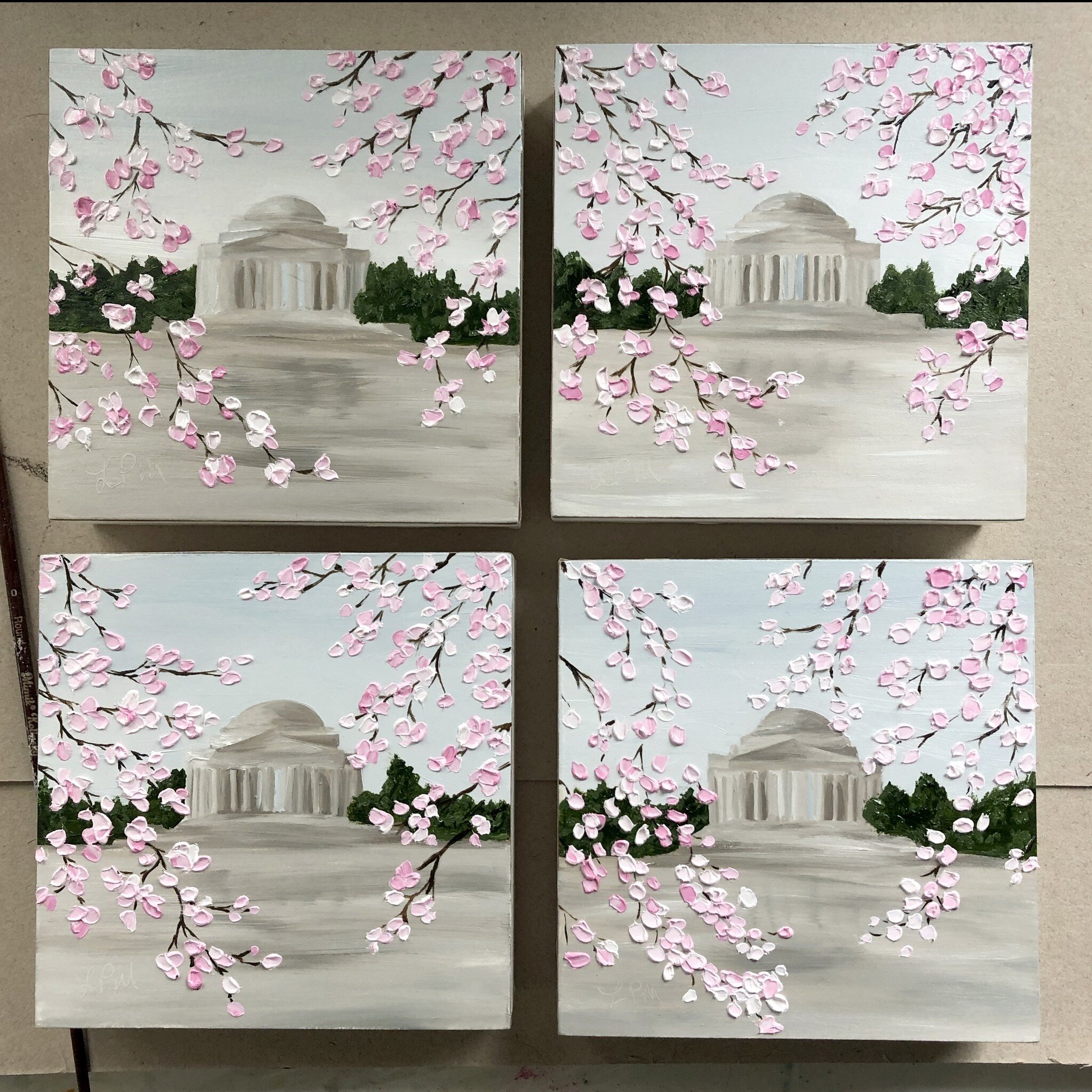 This has been a week of dry government report work and I was feeling the need for a little creativity. Felt great to pick up a brush and finish these up.

Done with DC and cherry blossoms; moving on to hydrangeas, peonies, and still lifes next.

#oil