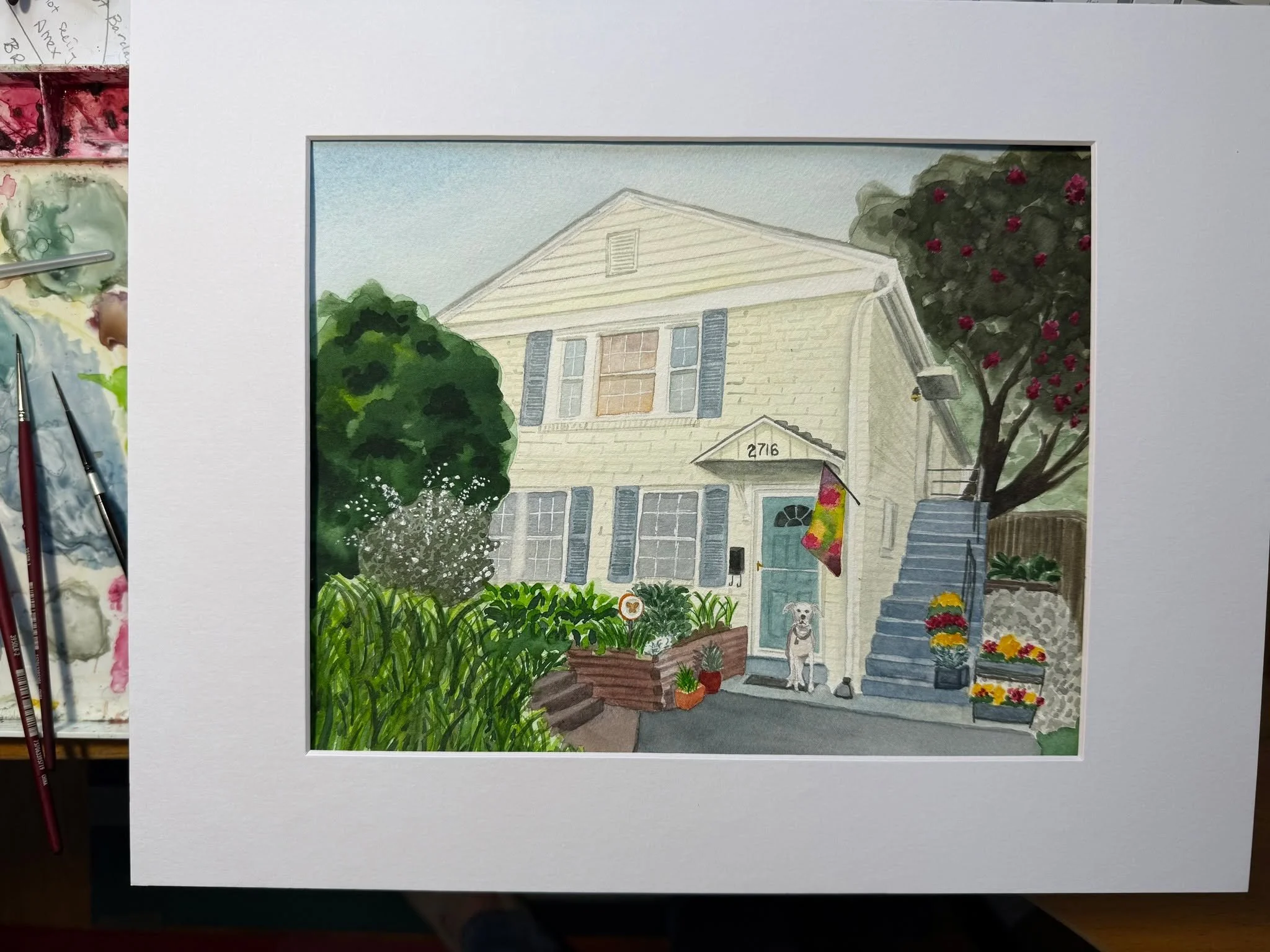 I donated a watercolor house portrait commission to one of my favorite local charities, @carpenters_shelter  and this is the final painting. Thank you to the awesome Alexandrian who supported Carpenter&rsquo;s Shelter by bidding and thank you to Carp