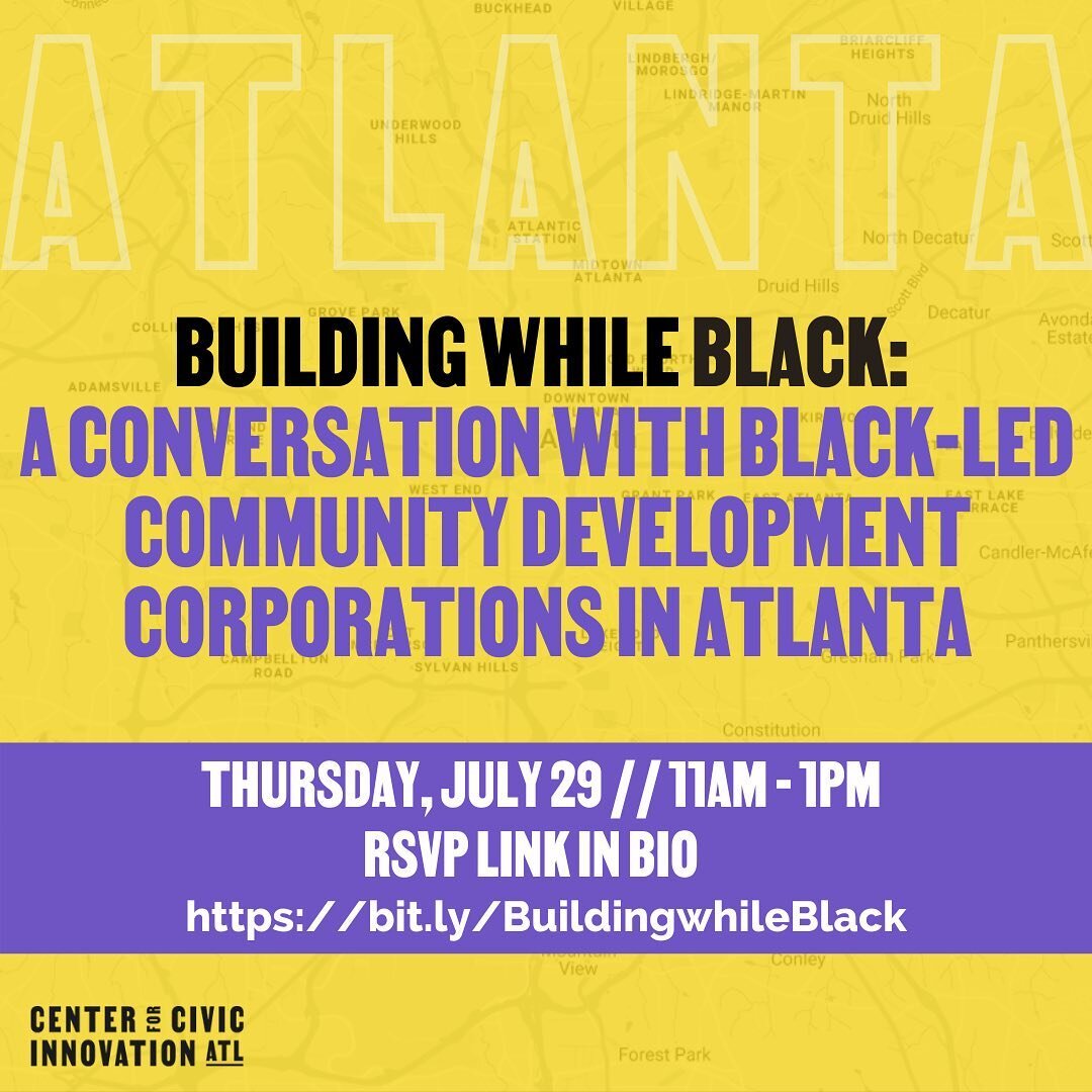 Please join us on Thursday, July 29 for a panel discussion with Black-led Community Development Corporations (CDC) on incorporating innovative real estate practices to broaden opportunities, address challenges, create strategies, and design programs to address economic inequalities faced within Black communities. Panelists include:

Chene&eacute; Joseph // HDDC Historic District Development Corporation

Mitch Brown // Resources for Residents and Communities

Leonard Adams // Quest Communities

RSVP link in bio!
