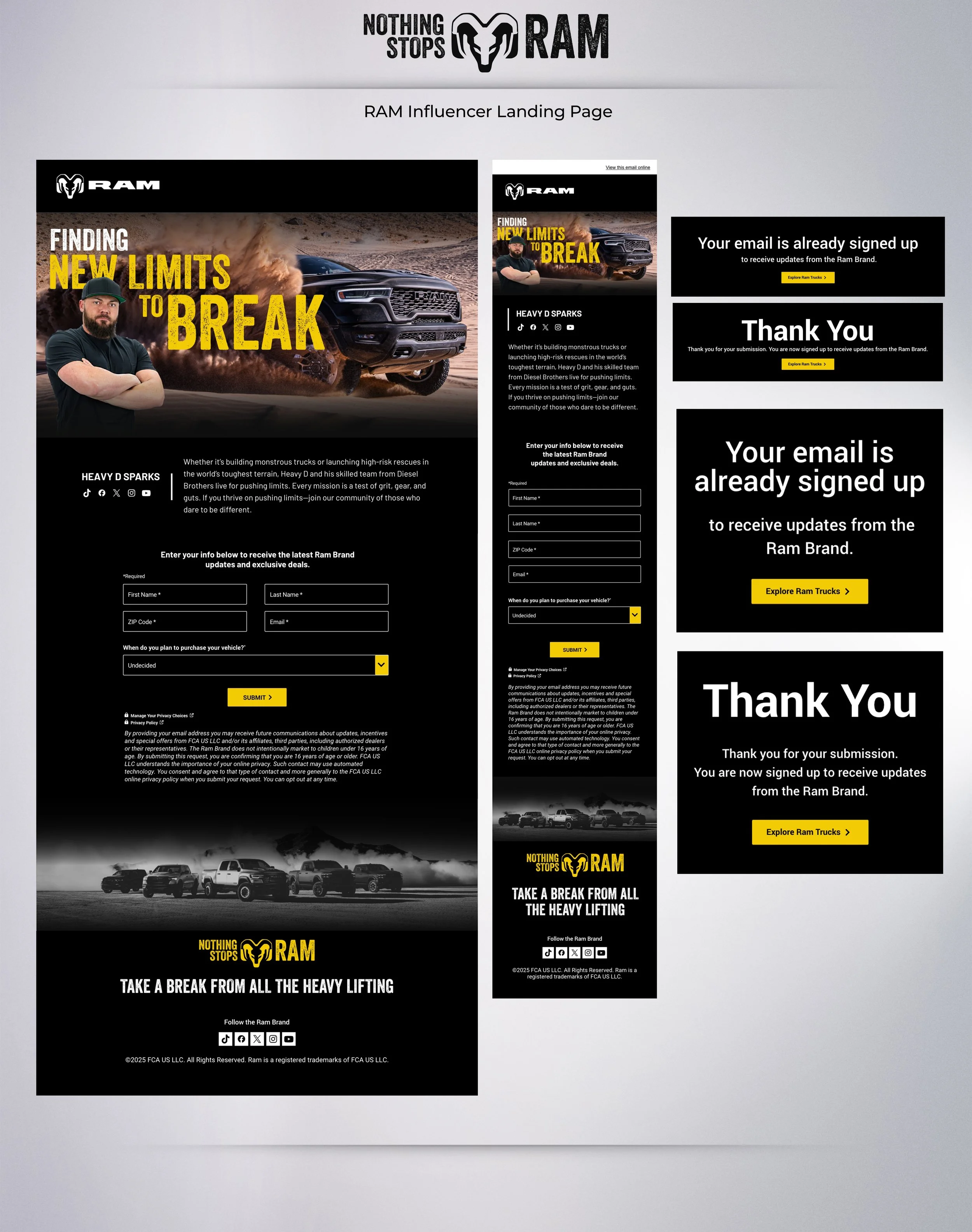 RAM Trucks Influencer CRM Landing Page Experience
