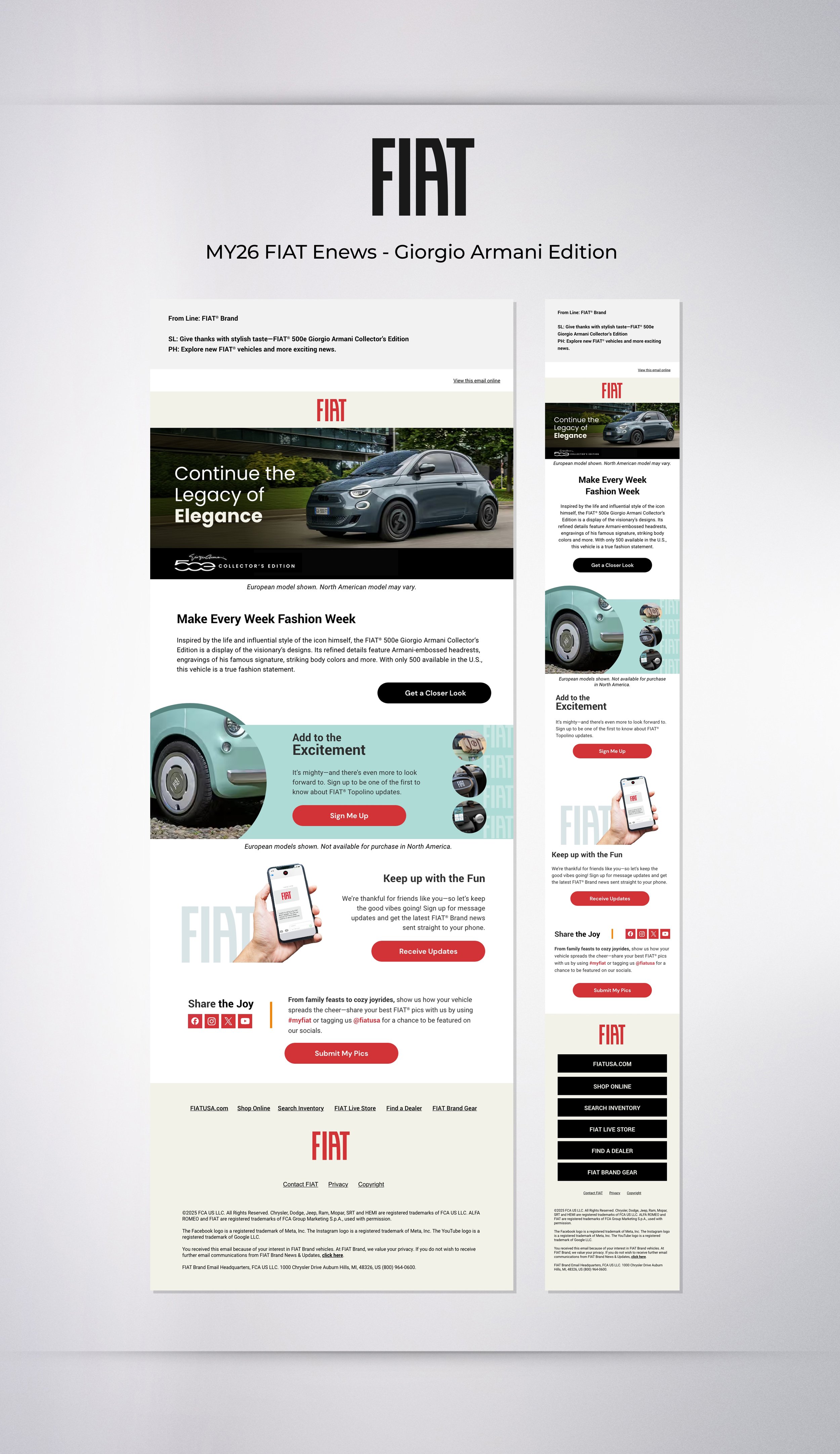 FIAT MY26 Giorgio Armani Edition – Email Marketing Campaign