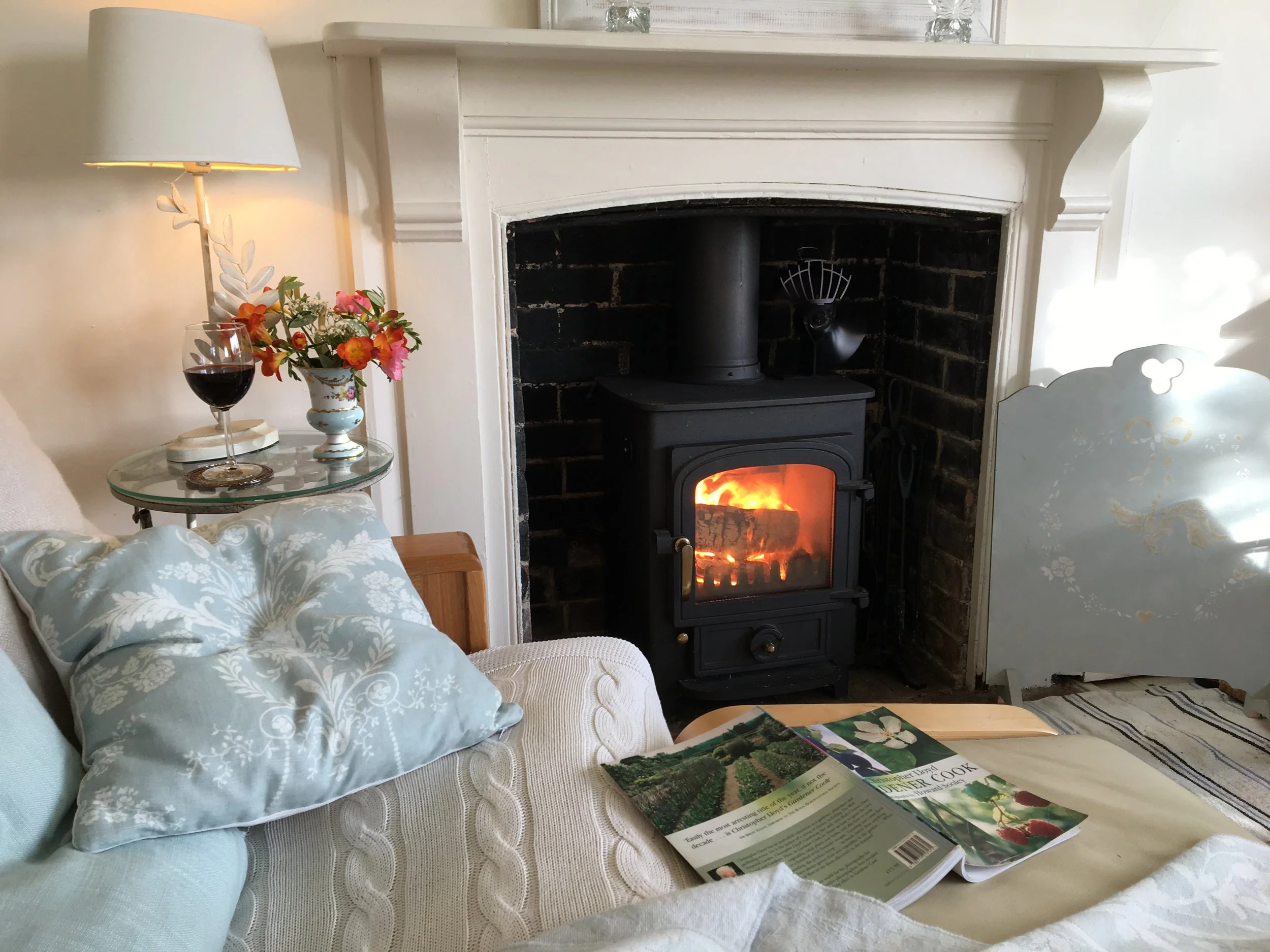  Relaxing by the log burner  