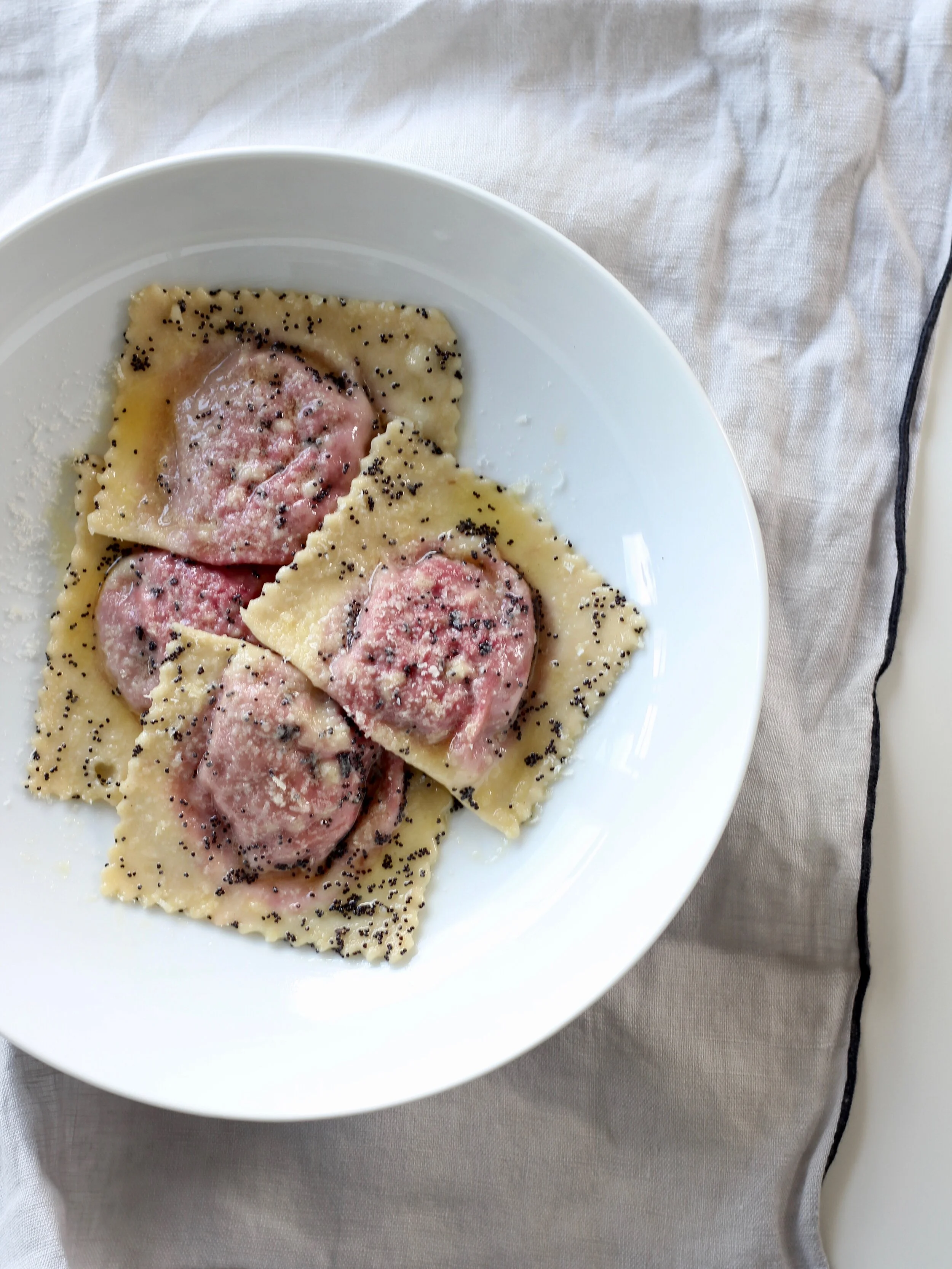 Beetroot ravioli with poppy seed butter — Julia Eats Italy