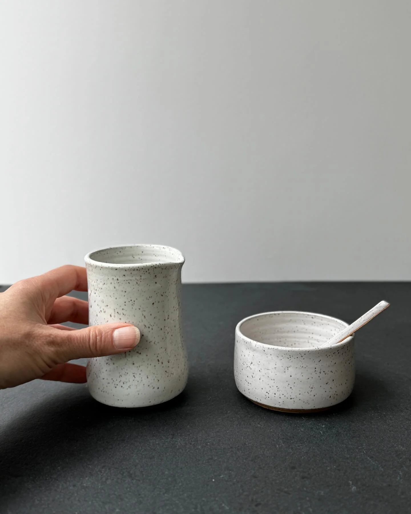 Unloaded the kilns and am now photographing and prepping for @clovermarket in Bryn Mawr this Sunday.  I&rsquo;ll have a few of these cream &amp; sugar sets with me and lots more!