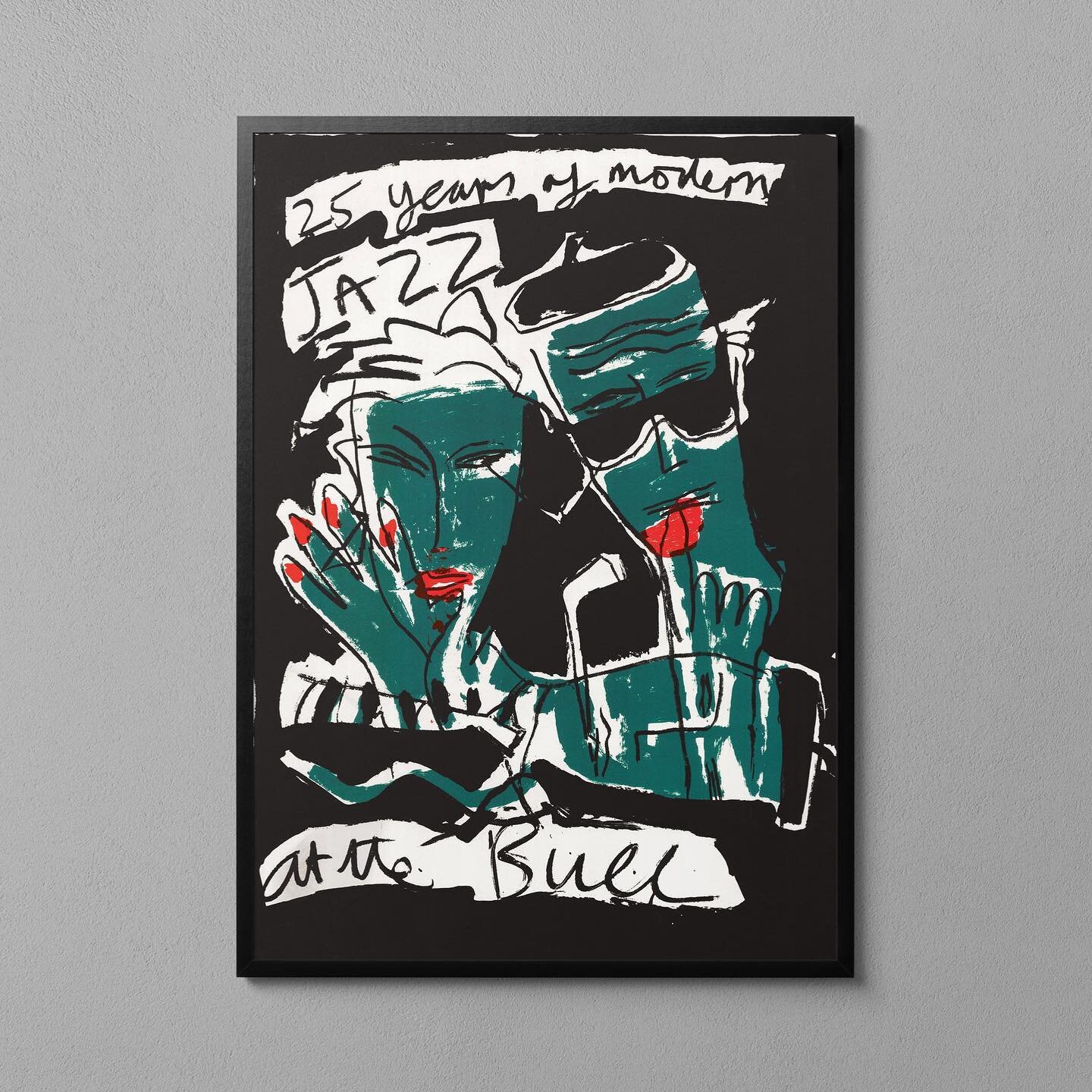 Available to buy exclusively at Department for Art. Bruce McLean, 25 Years of Modern Jazz Poster. The Bulls Head, Barnes, London &ndash; 1984. 
.
Department for Art (DFA) are pleased to announce the release of a series of facsimiles of original Bruce