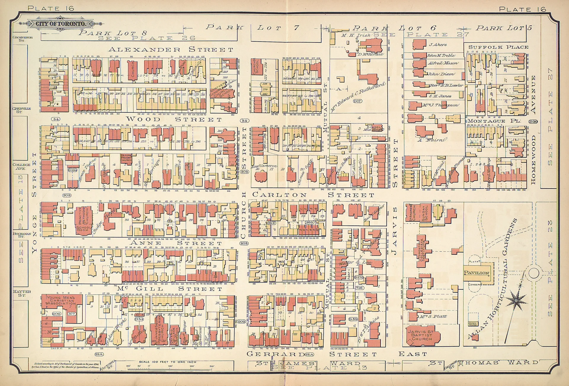 Jarvis Street, Map of Toronto, 1890