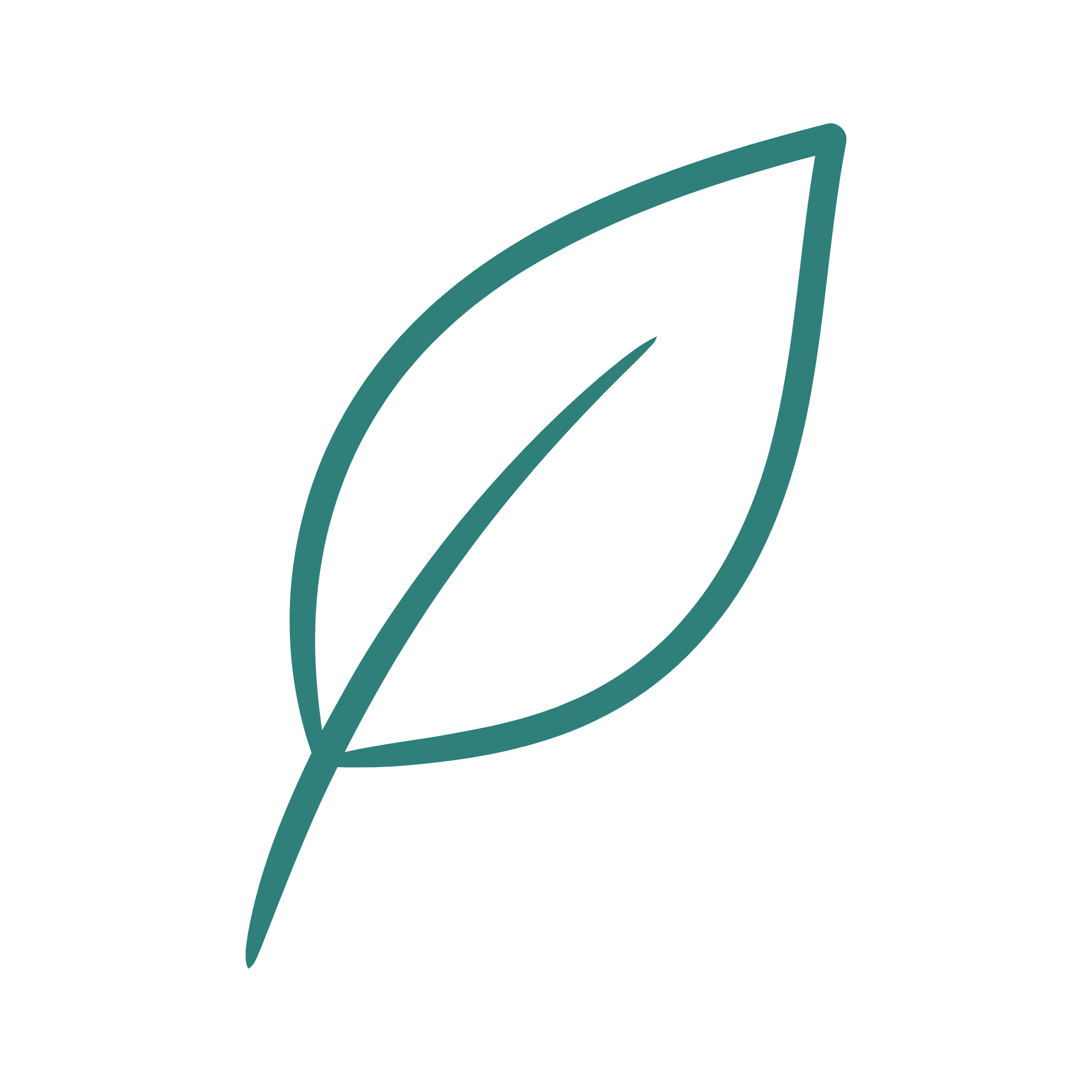 Teal outline of a leaf