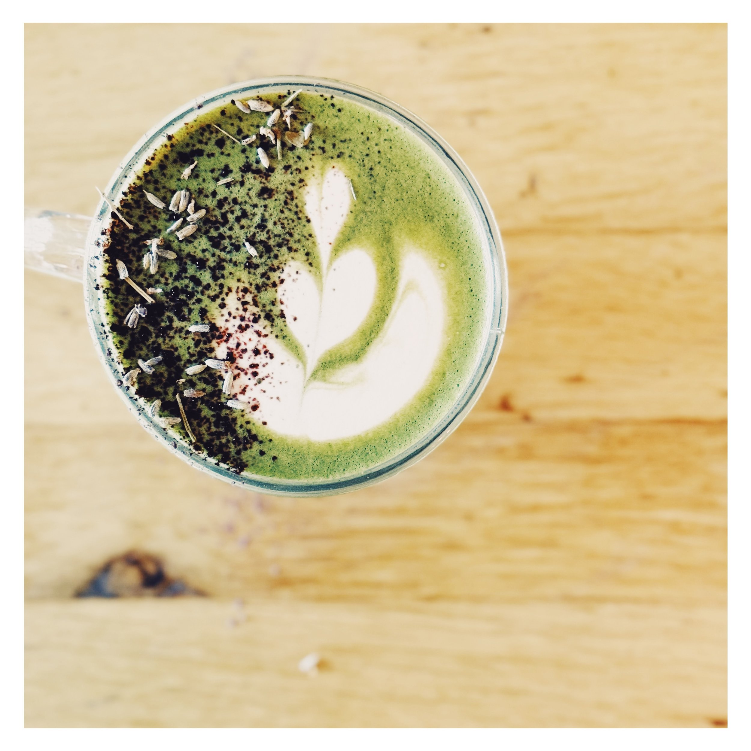 Our lavender matcha latte is tranquility in a cup. 💚💜