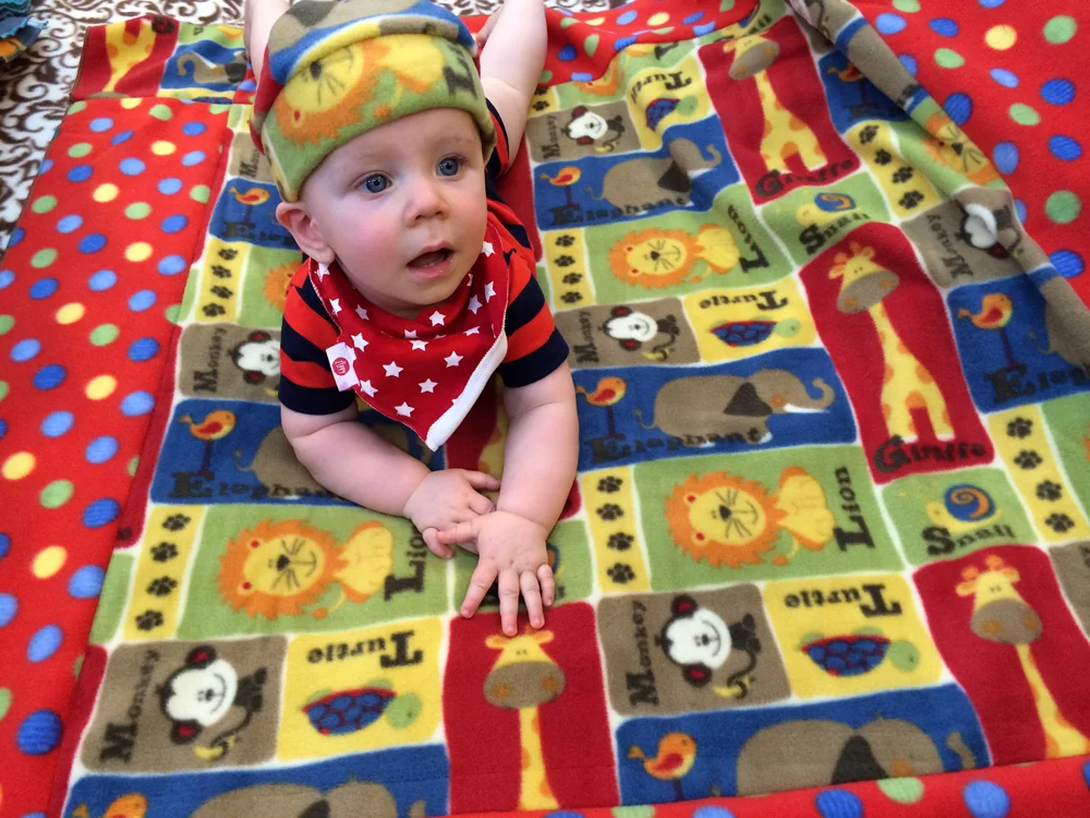 baby hat & blanket on Rachel's nephew 2014.jpg