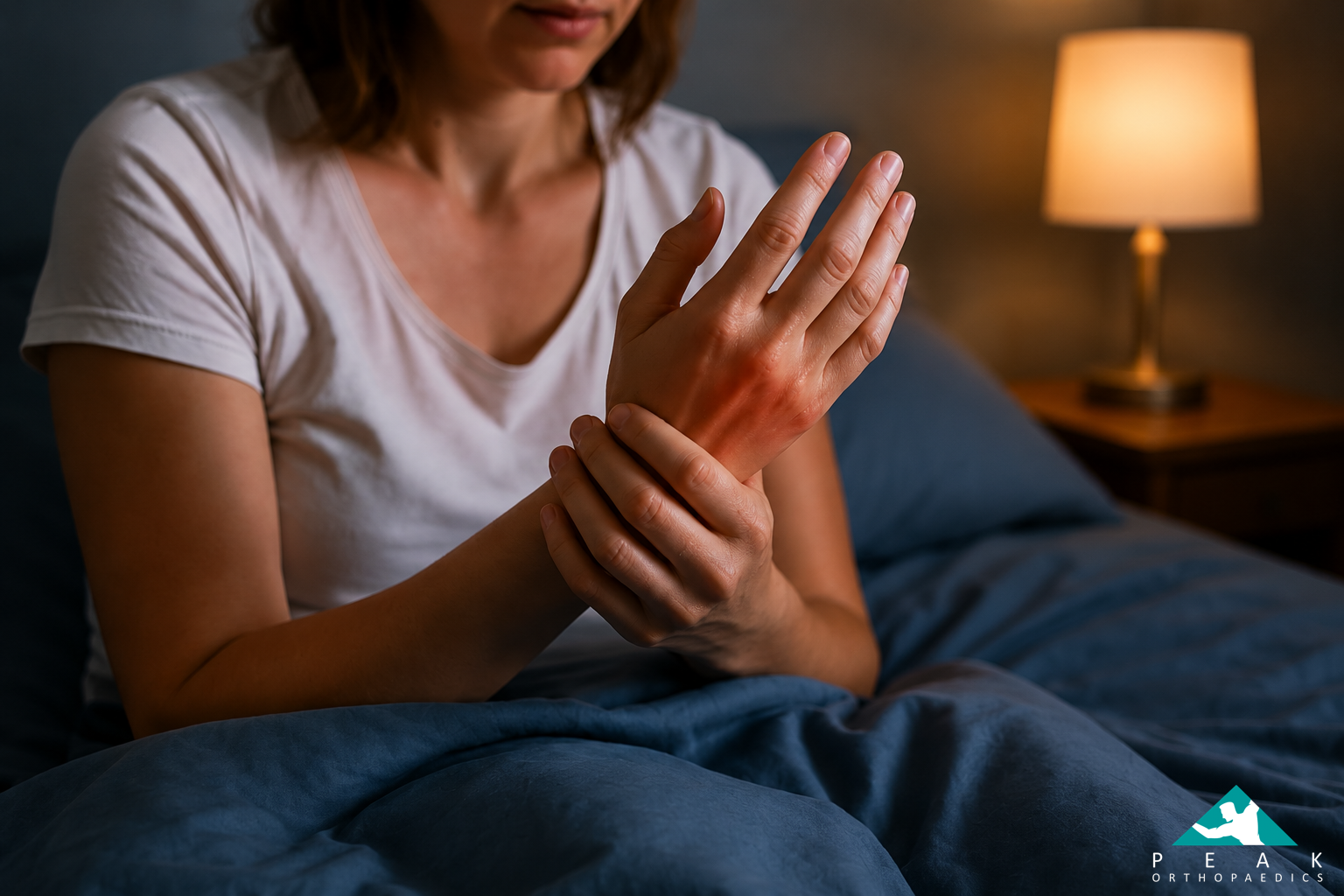 Illustration showing night hand numbness and tingling associated with carpal tunnel syndrome