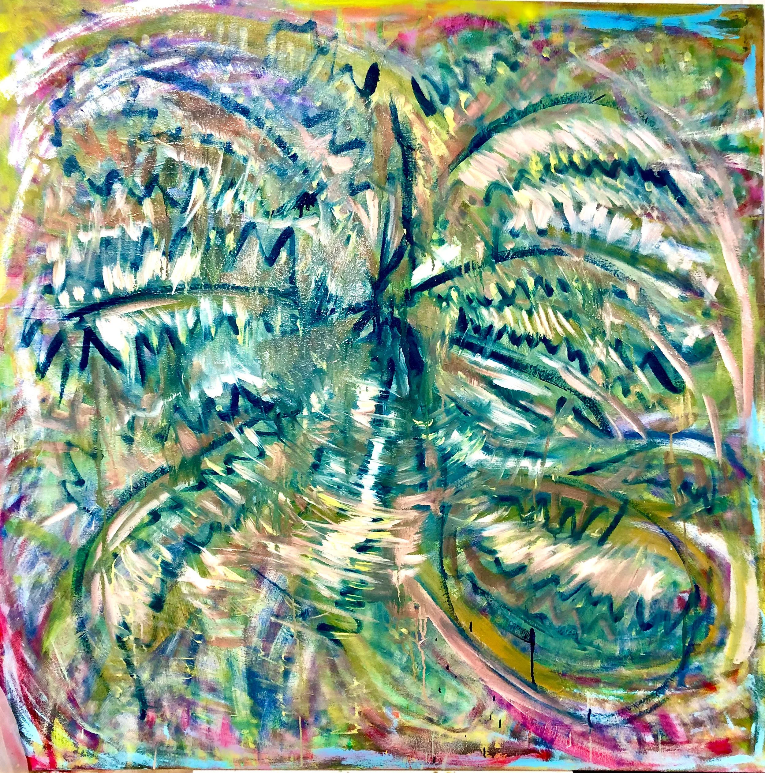 Zapple Plant, Mineral pigment and walnut oil on canvas, 48"x48", 2024