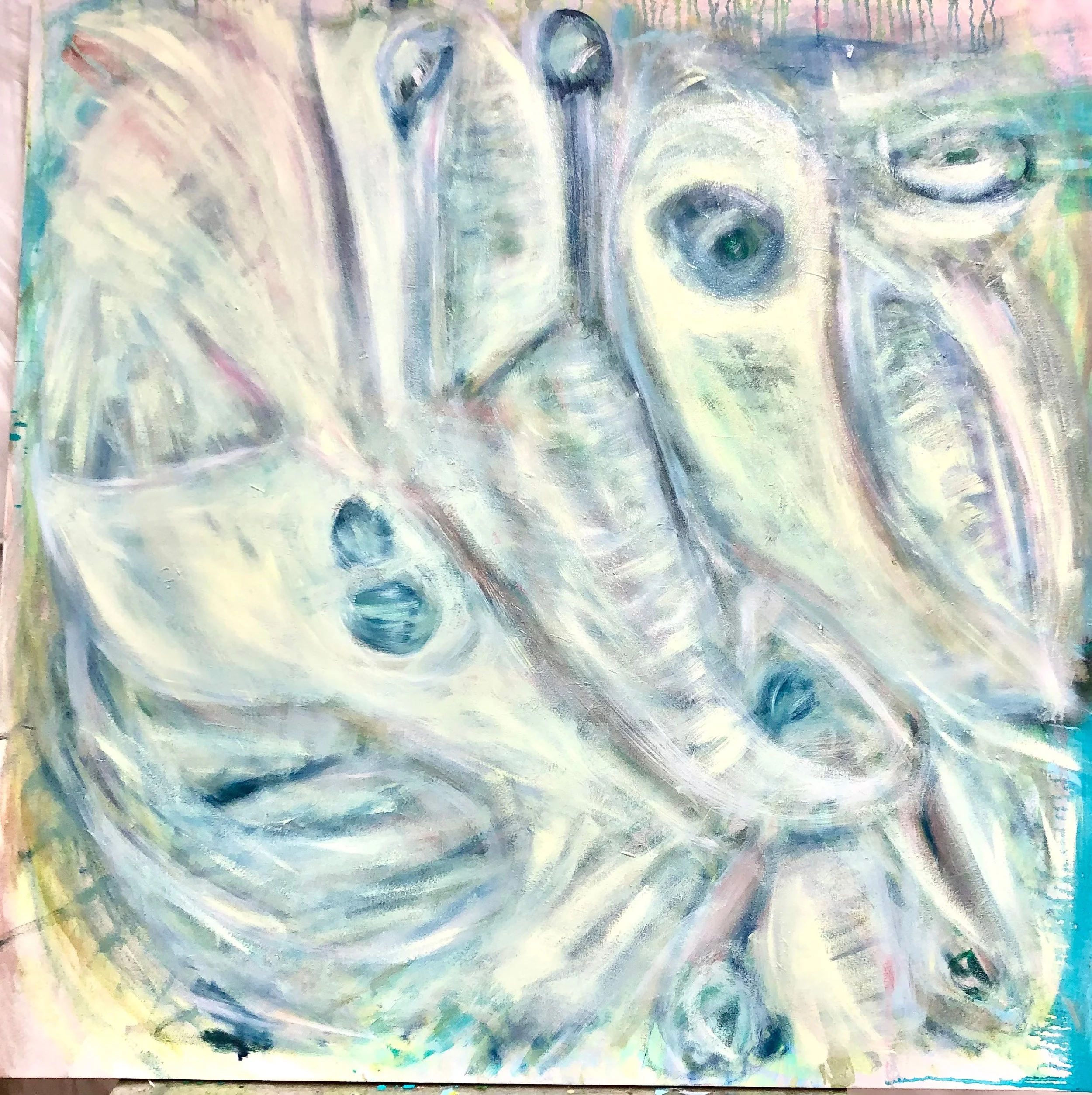 The Alkalines, Mineral pigment on canvas, 48"x48", 2024