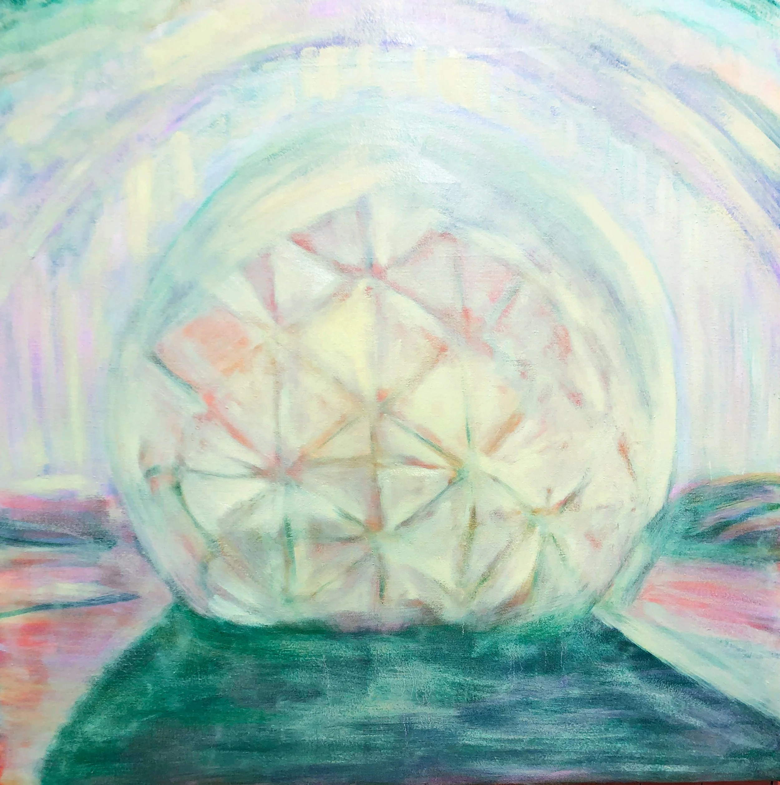 Utopian Decay Series, III, Mineral pigment and walnut oil on canvas, 36" x36", 2024