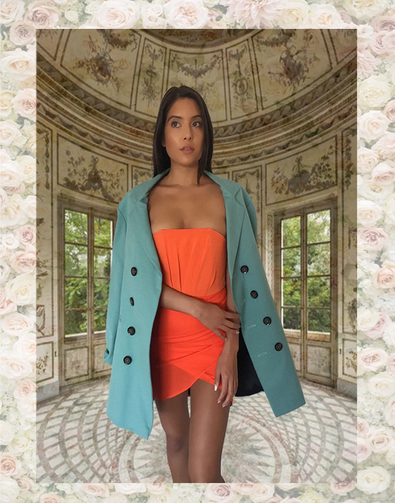  Sartorial Coat and Corseted Silk Dress 