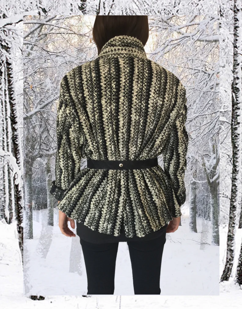  Striped Chenille Boyfriend Cut Jacket 
