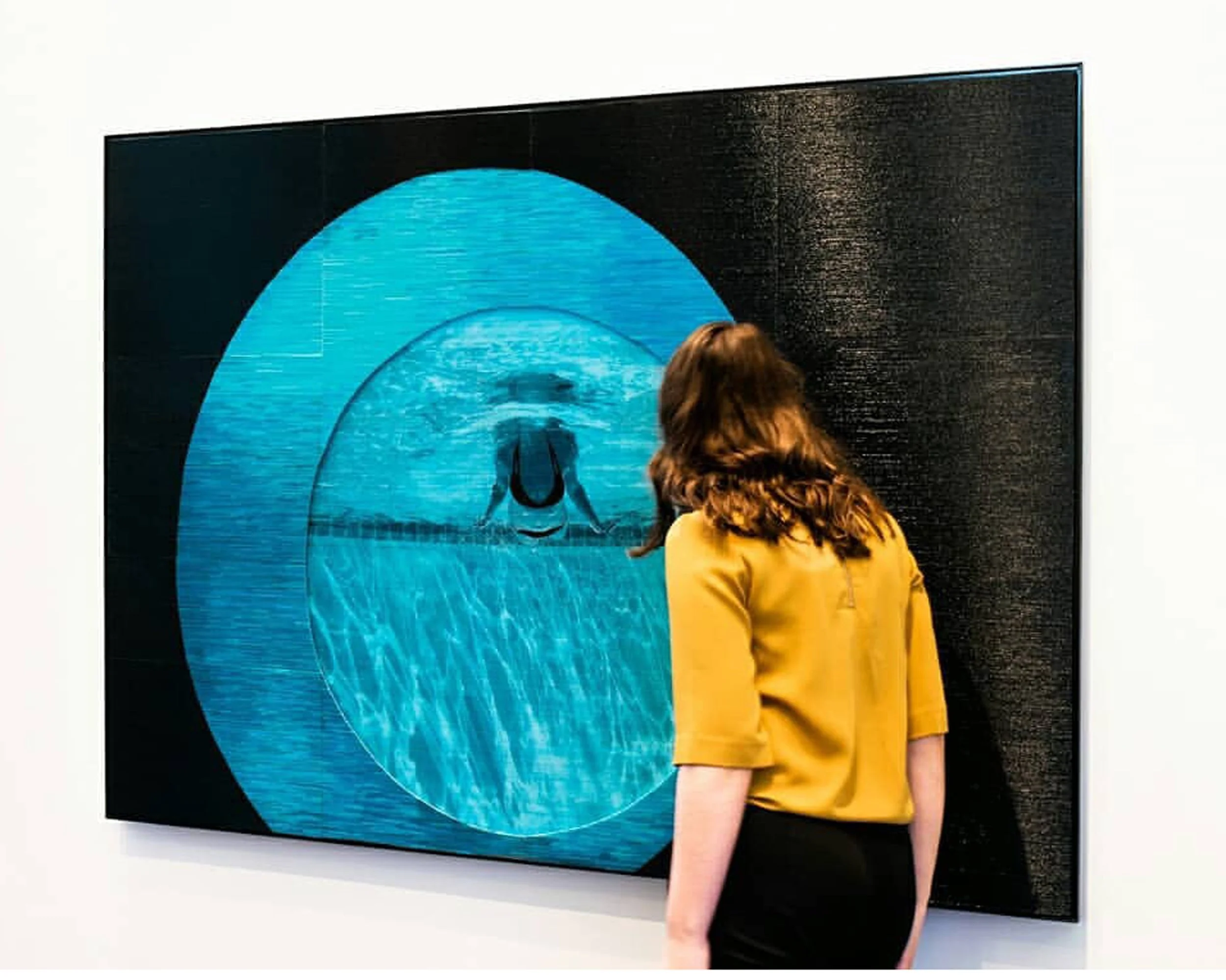 scale view of Between Blue, 52 x 72 x 2 inches