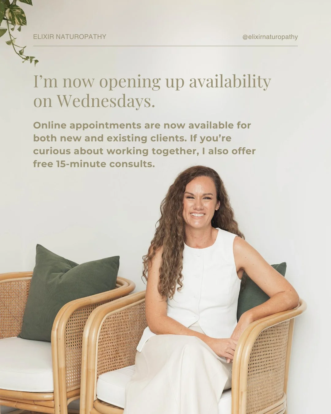 I&rsquo;m excited to share that I&rsquo;ve now added Wednesdays to my schedule 🙌⁠
⁠
This means consults are now available on Wednesdays, Fridays &amp; Saturdays for both new and existing clients. ⁠
⁠
Plus, if you&rsquo;re curious about working toget