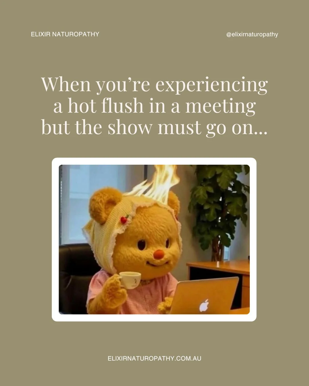 When a hot flush hits mid-meeting but you&rsquo;re still nodding like you&rsquo;re fully present 🔥⁠
⁠
Perimenopause really keeps us on our toes.⁠
⁠
Who else can relate? 😂⁠