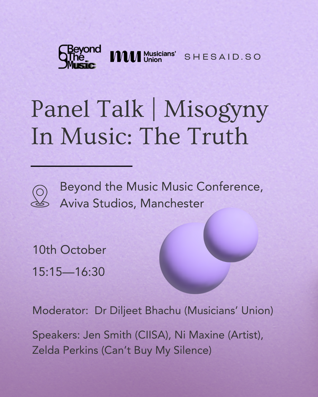 shesaid.so panel at Beyond the Music global music conference in partnership with Musicians'​ Union