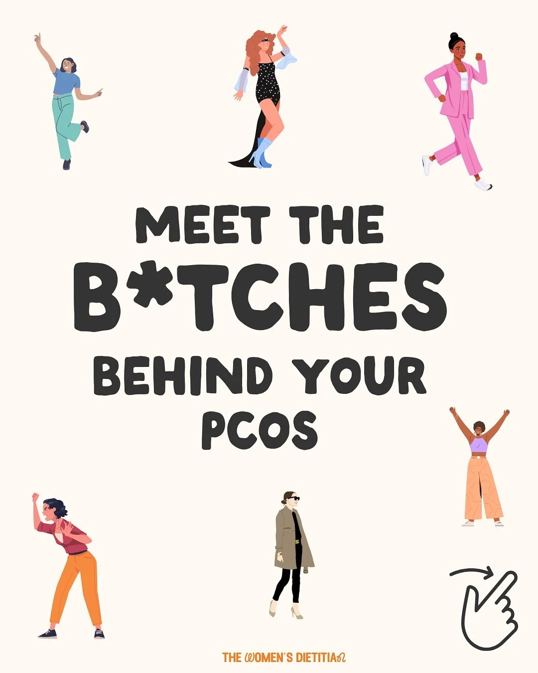 PCOS is a sneaky BETCH. 

Meet the squad behind some of your most stubborn symptoms.

If you&rsquo;re experiencing ANY of the following:
📍Irregular periods
📍Unexplained weight gain
📍Infertility
📍Low energy
📍Mood swings out of nowhere
📍Facial ha