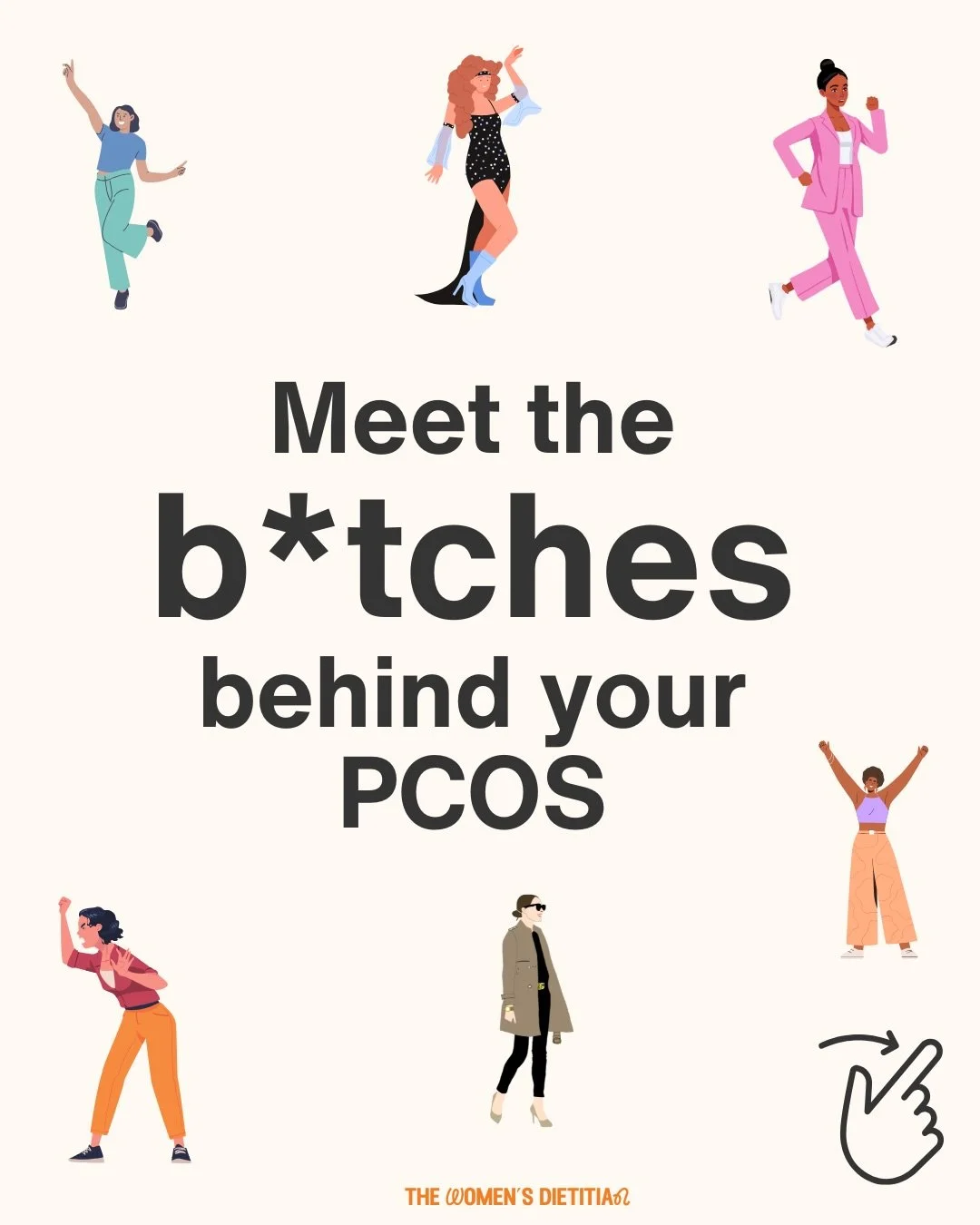 PCOS is a sneaky BETCH. 

Meet the squad behind some of your most stubborn symptoms.

If you&rsquo;re experiencing ANY of the following:
📍Irregular periods
📍Unexplained weight gain
📍Infertility
📍Low energy
📍Mood swings out of nowhere
📍Facial ha