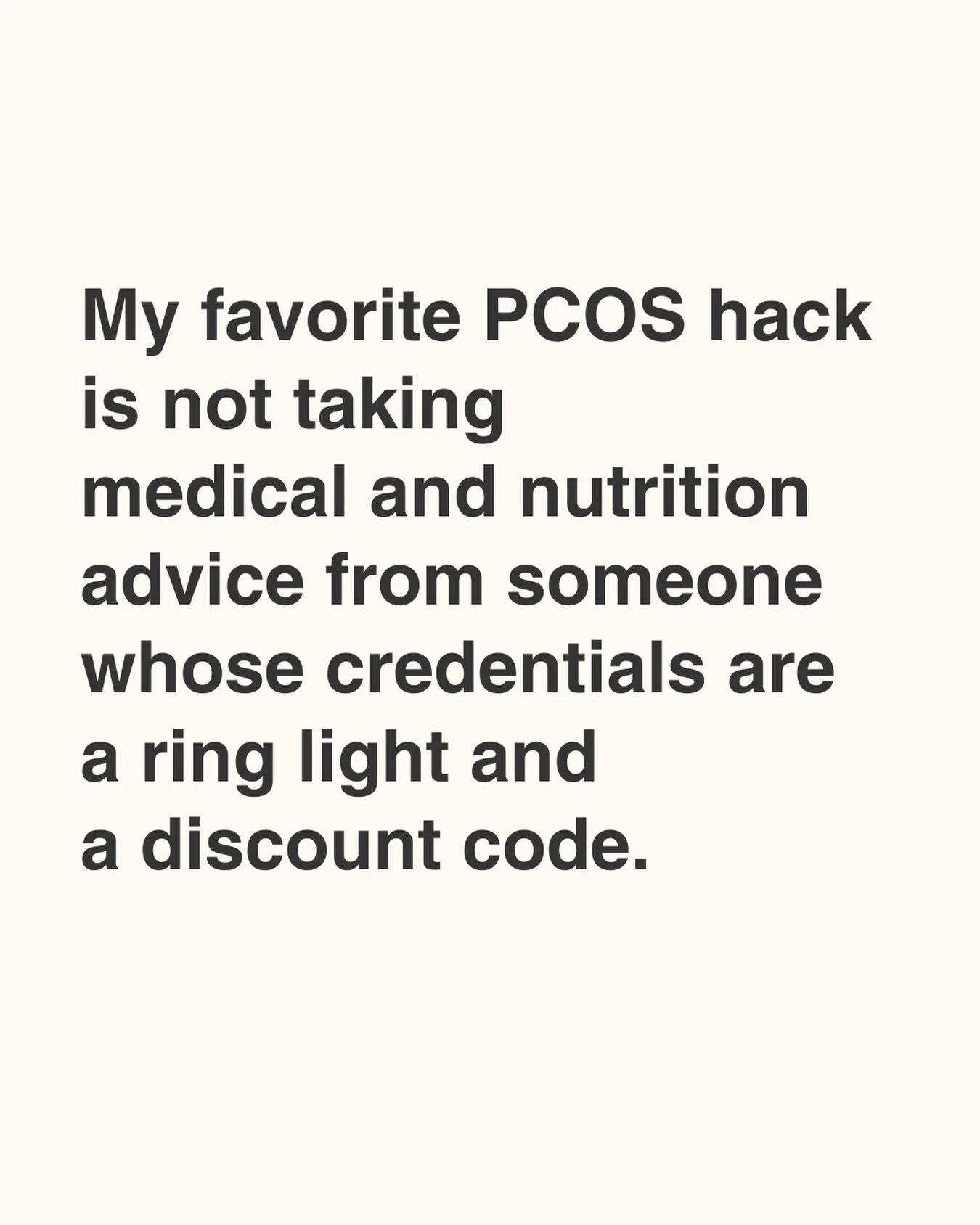 Suddenly everyone and their hamster is a PCOS expert

If I started losing my vision I wouldn&rsquo;t hire an &ldquo;eye coach.&rdquo; I would go see an ophthalmologist. 

Thank you @drplantel for the inspiration 

If you&rsquo;re not trained and qual