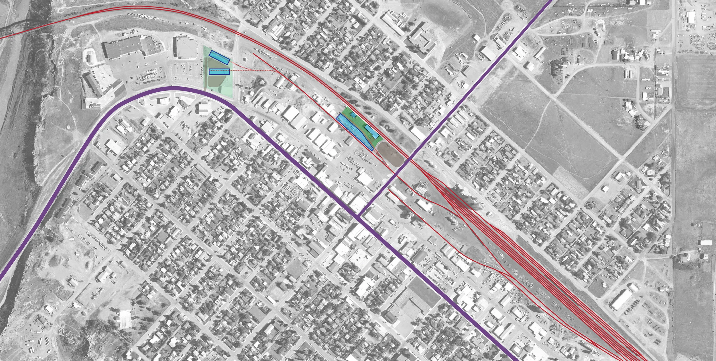  Cut Bank, MT  proposed RLs location near existing Amtrak station and a main street - possible extension to retail center 