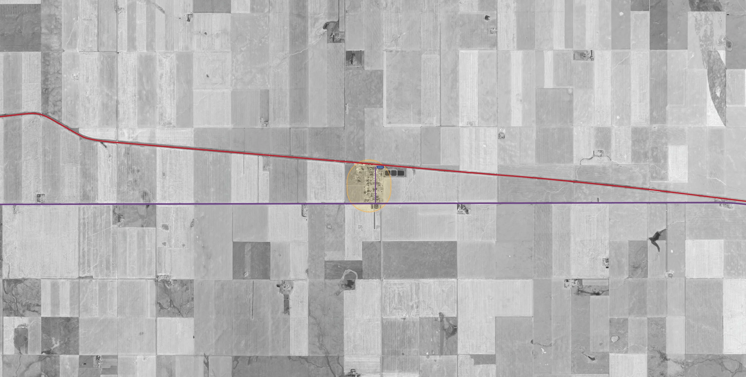  Kremlin, MT  general town limits with major roads and rail lines 