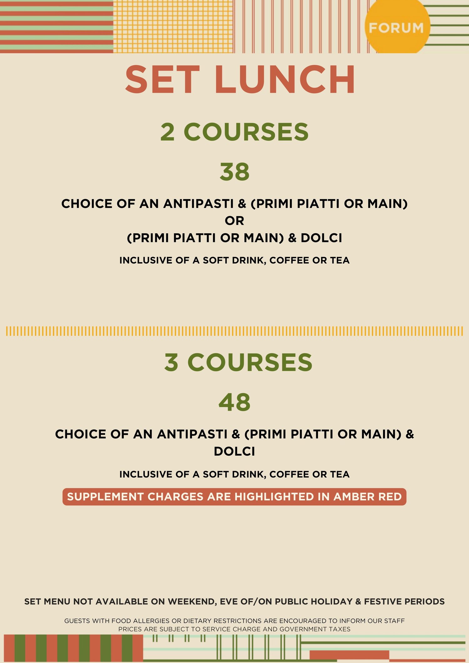 FORUM FOOD MENU — LINO