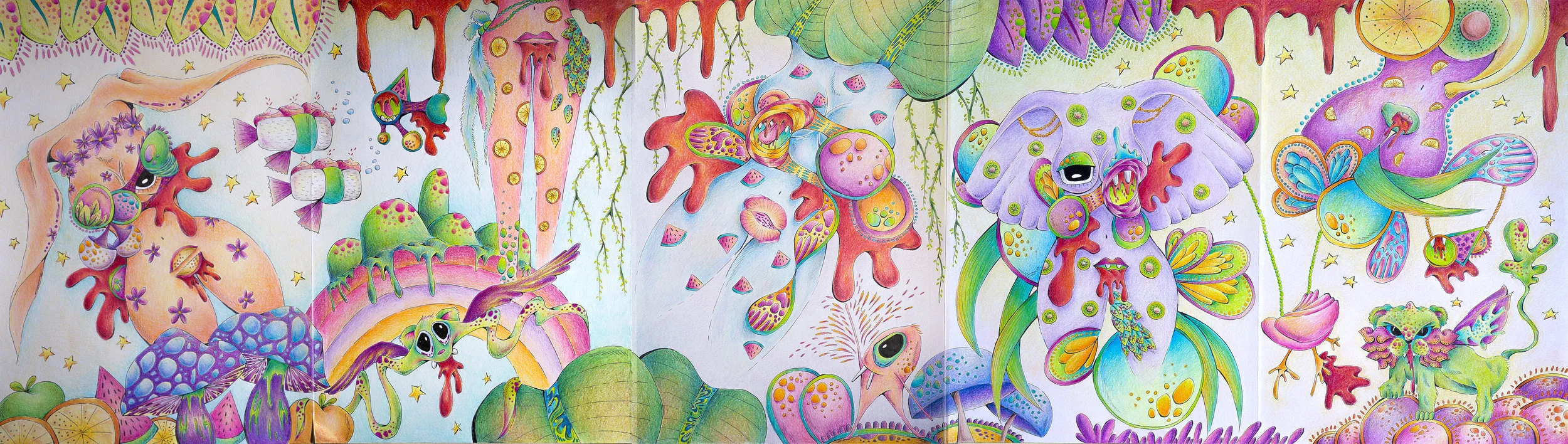 Lucid Lotus , 2017, Pencil on paper, 120cm x 40cm