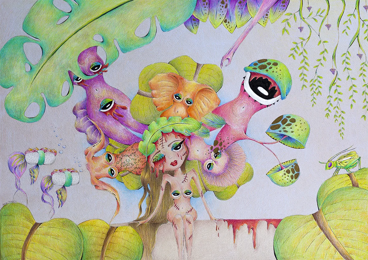 Raduga Fantasies , 2017, Pencil on board, 84cm x 60cm