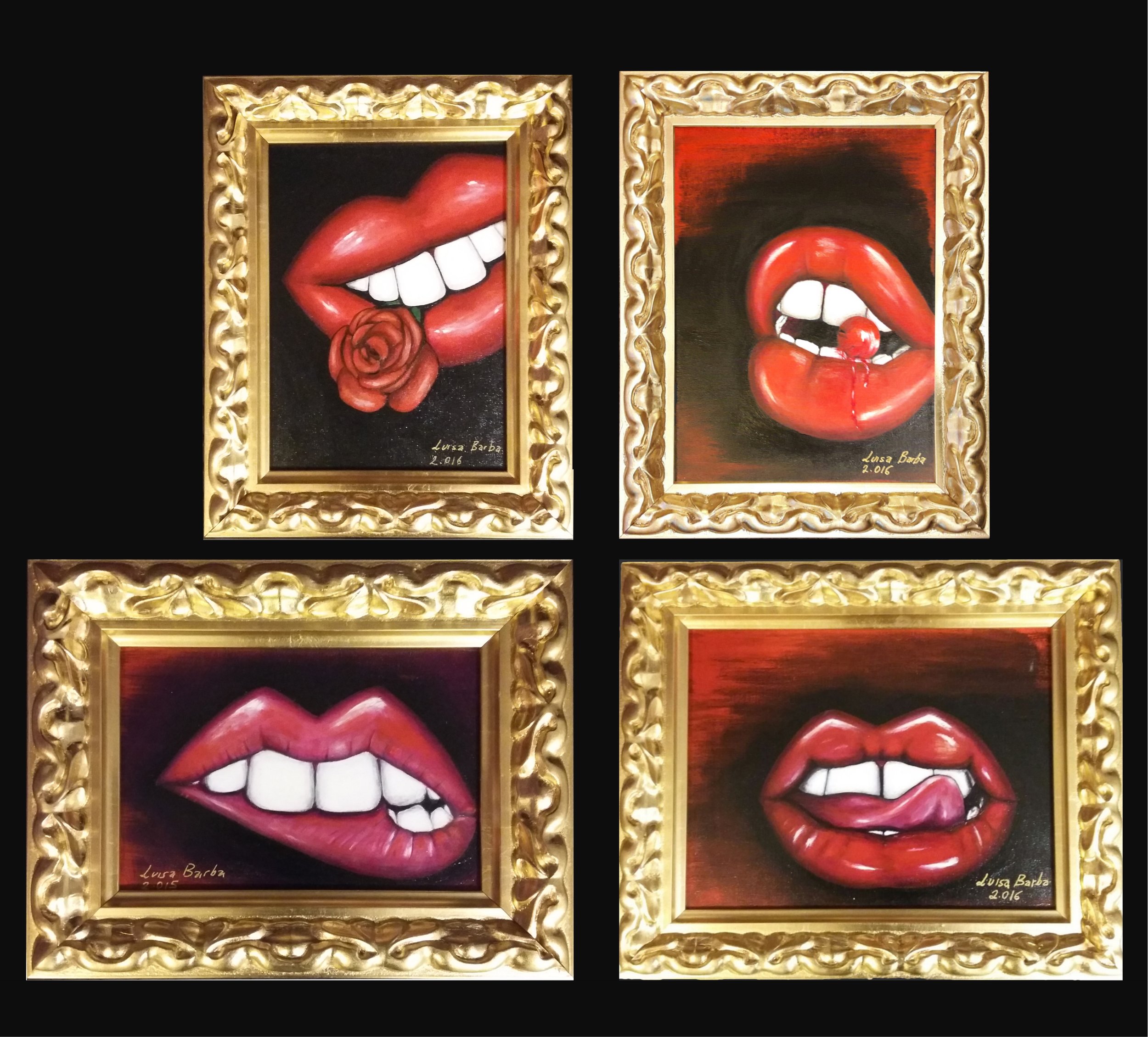 Some of various lips collection of 11 lips pictures Left to right and up to down: “Labios con rosa” “ Labios cereza” “ Labios deseosos” “ Labios sabrosos”