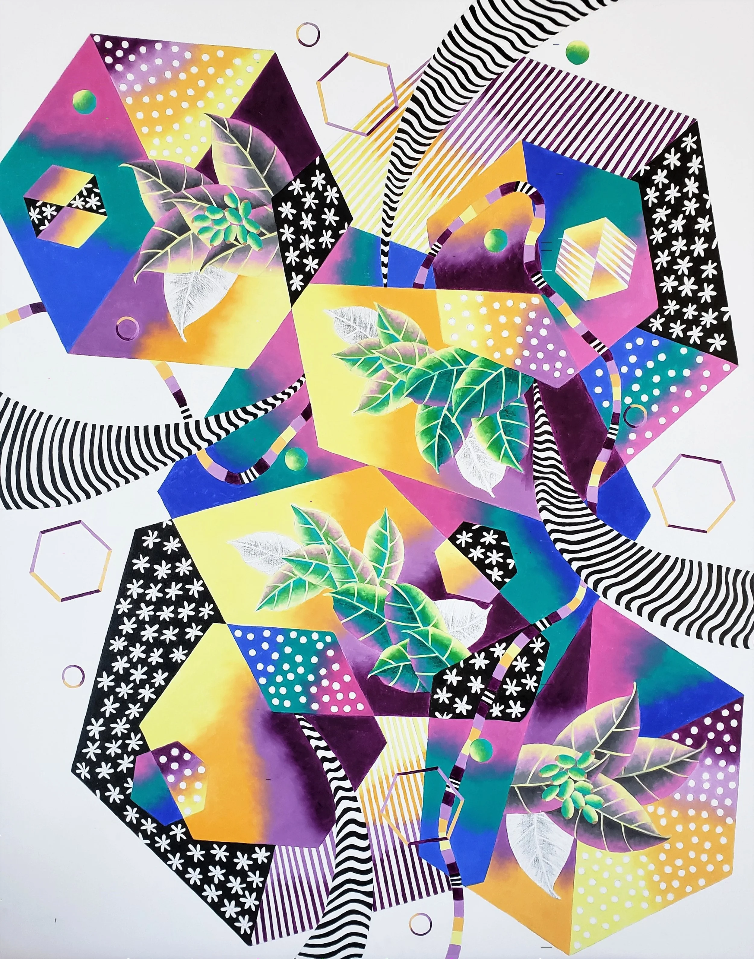 Perceptions. 1.07 m x 1.02 m, oil and pencil on canvas