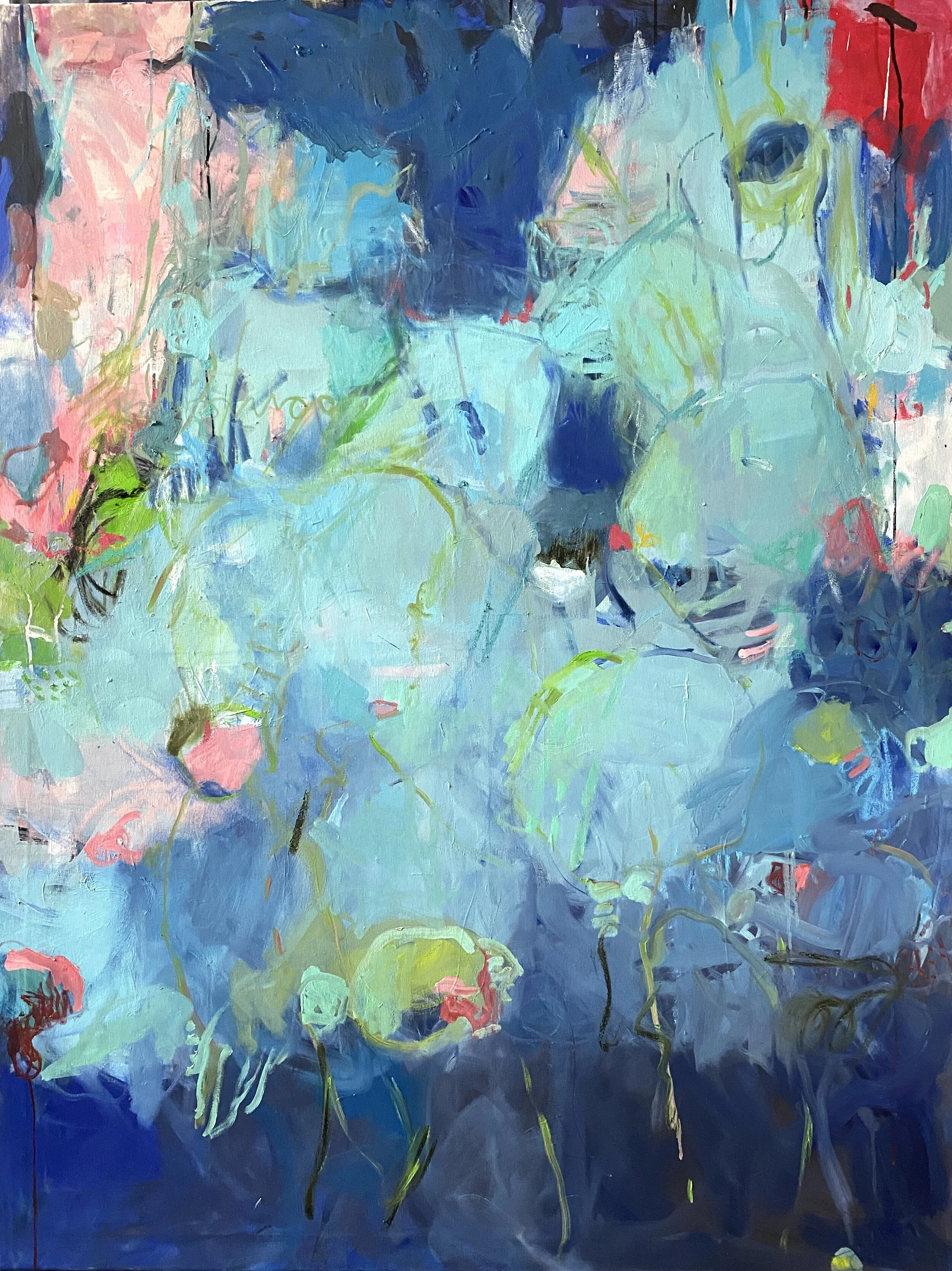 Honouring the waters I, oil and oil sticks on canvas, 2020, 145x110cm