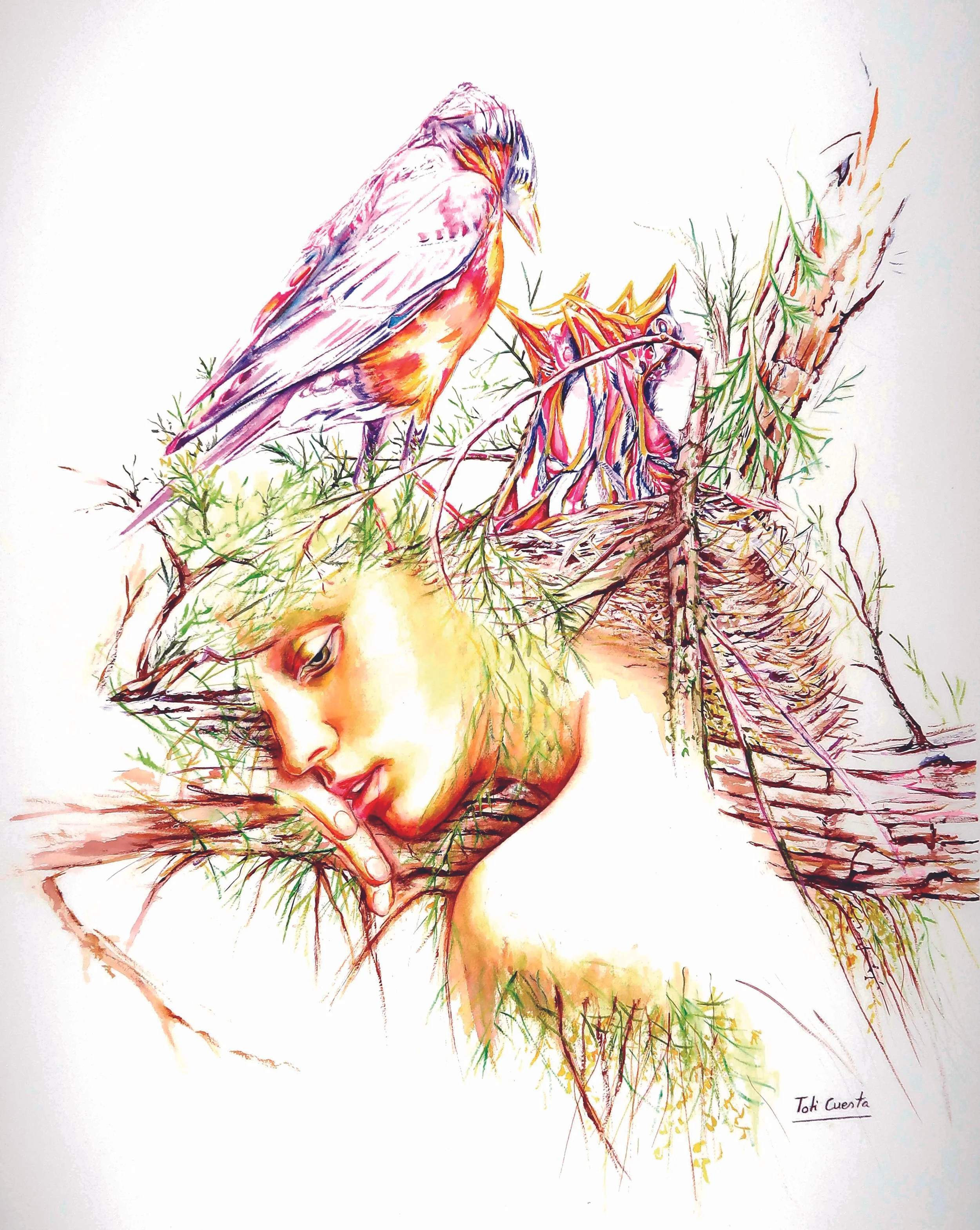 "Upholding Life", watercolor, 76 x 56 cm, 2023