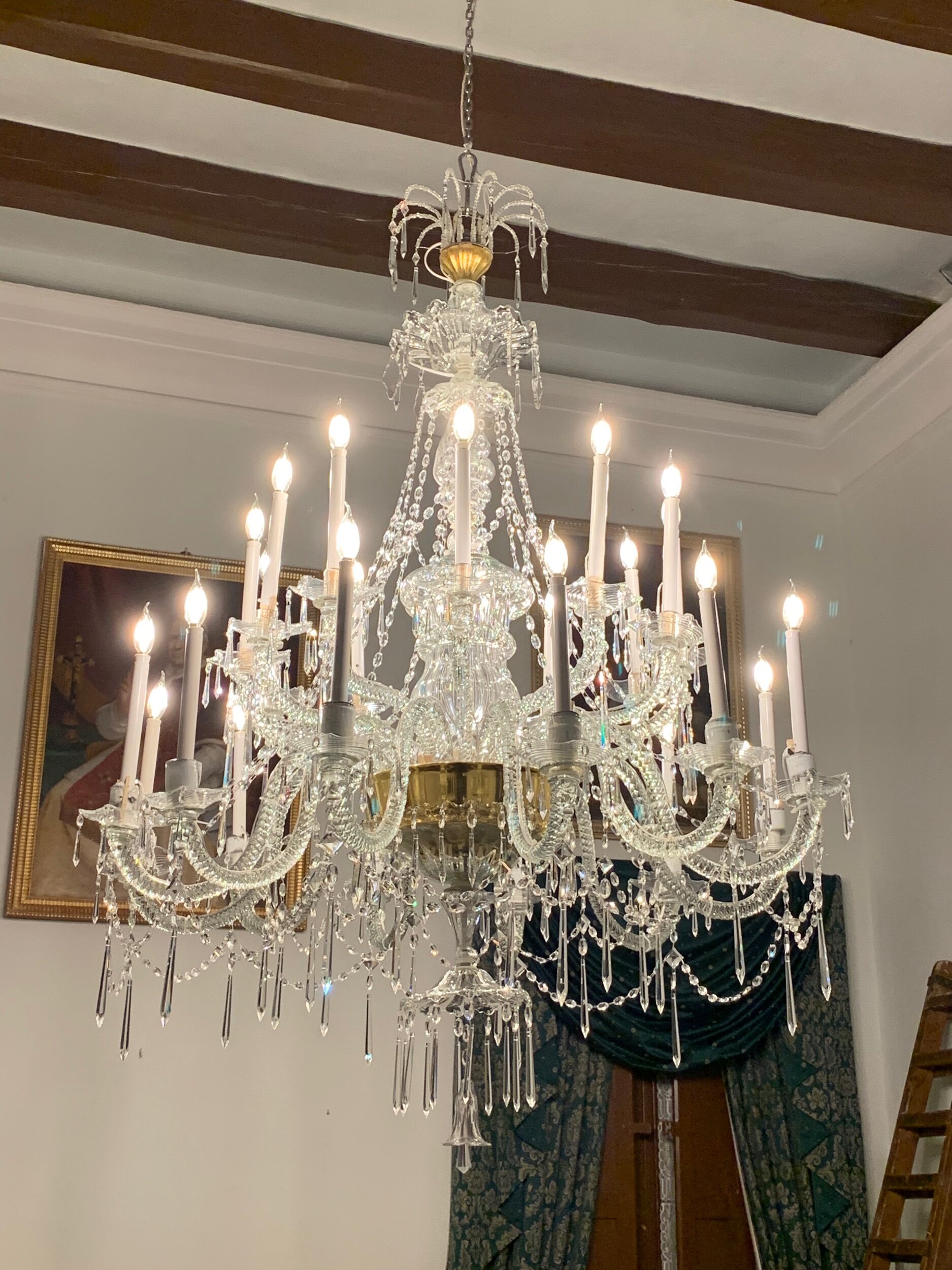 Full view of chandelier after restoration