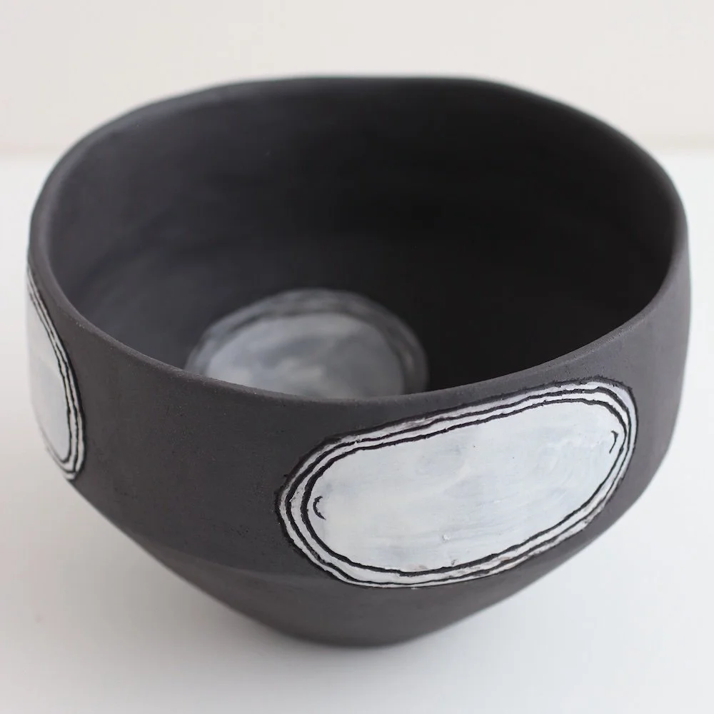 Black Stoneware Handbuilt Bowl Collector's Corner