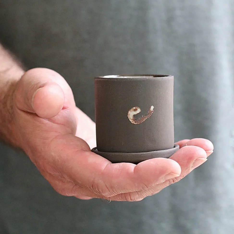 Small Mugs Less Black stoneware handmade mugs