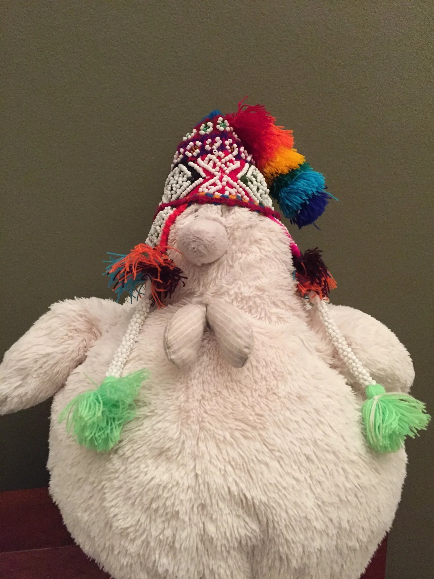 My friend, Chicken, who I brought as a travel companion and the smallest and most expensive hat I've ever purchased.