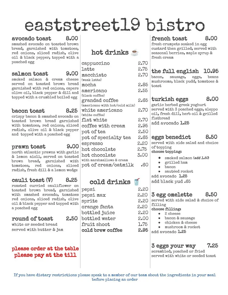 Breakfast & Lunch Menu — EastStreet19