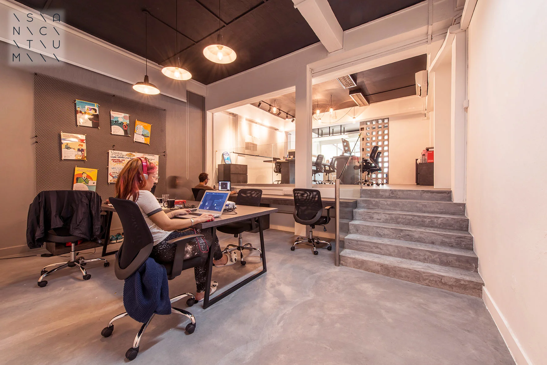 warm office lighting