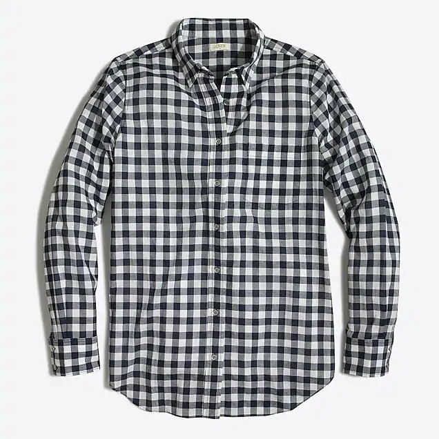 Black + White Check Button Up